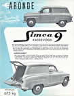 Simca 9 Aronde Van sales brochure cover 1954